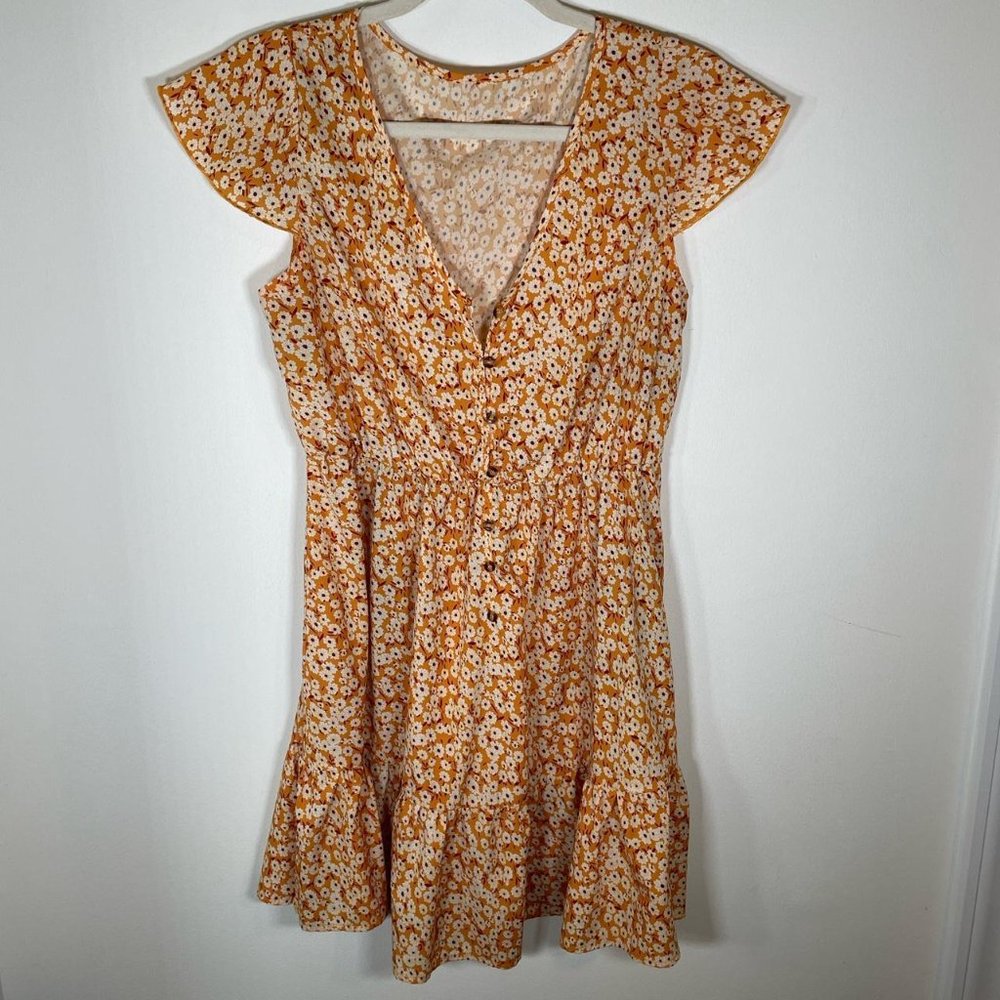 Cute Yellow Floral Button Down Sundress